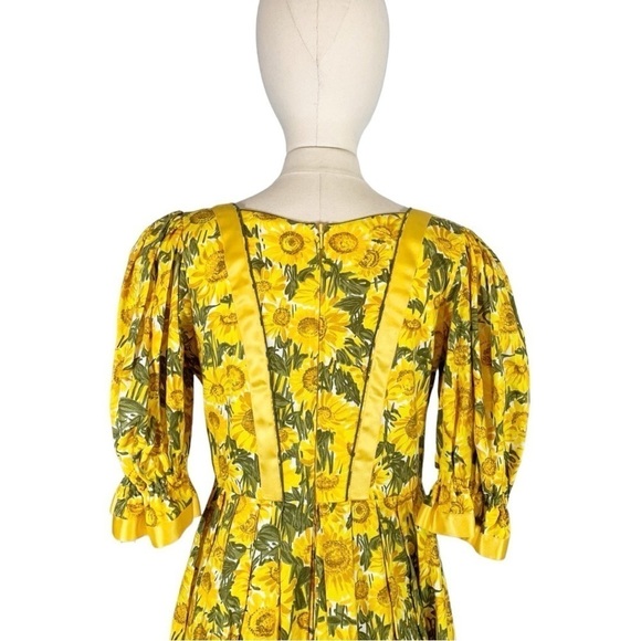 Vintage Isola Sunflower Midi Dress Size 38 - Picture 7 of 10
